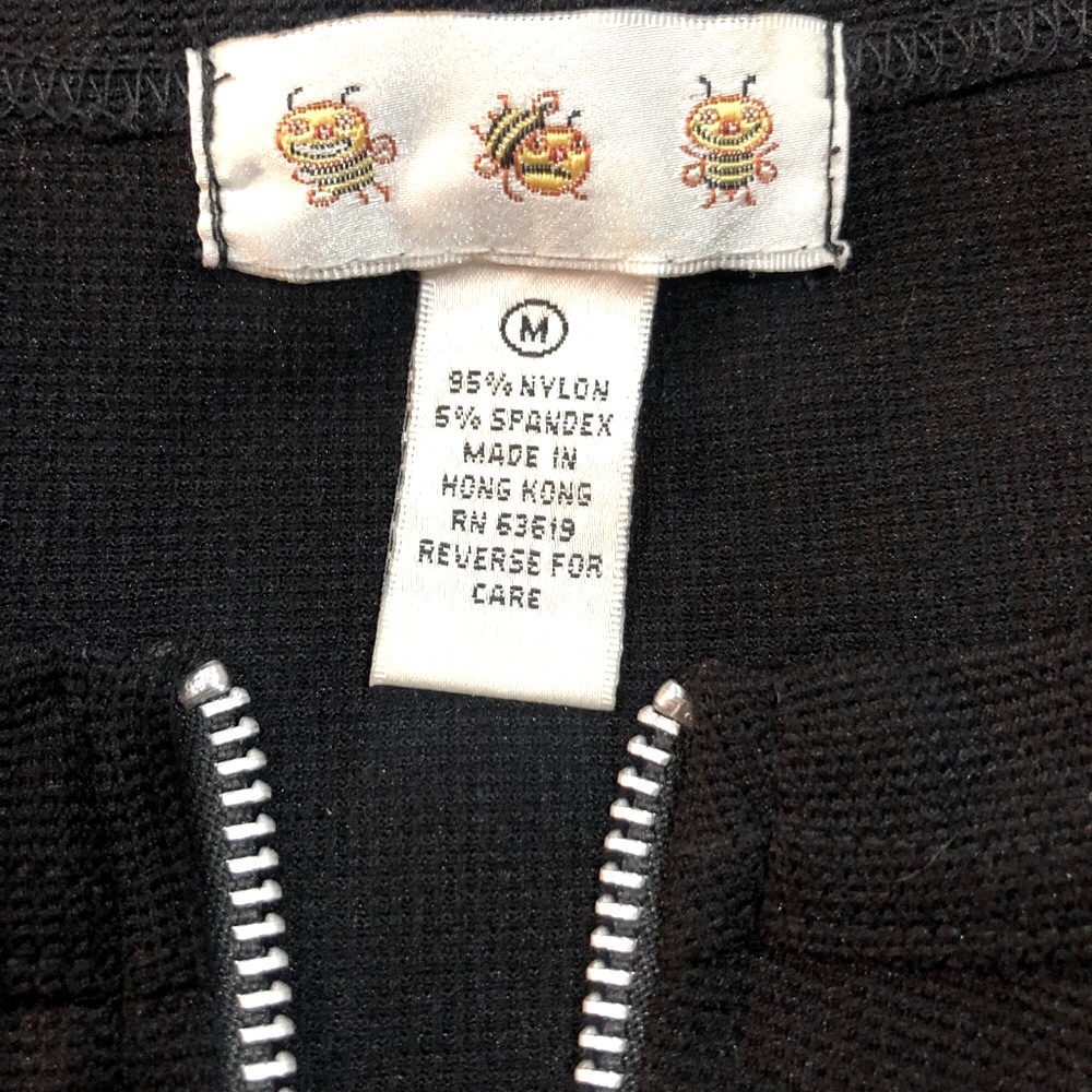 THREE BEE label black sleevless front half zip bodysuit sizeL excellent cond - Picture 5 of 14